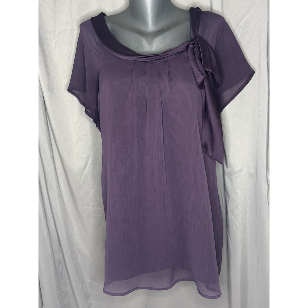 Worthington Top 1X eggplant Chiffon Layered Blouse